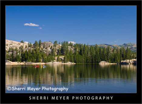Morning paddle on Utica Reservoir, Alpine County, California.